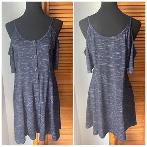 Copper Key Cold Shoulder Button Down Dress NWOT